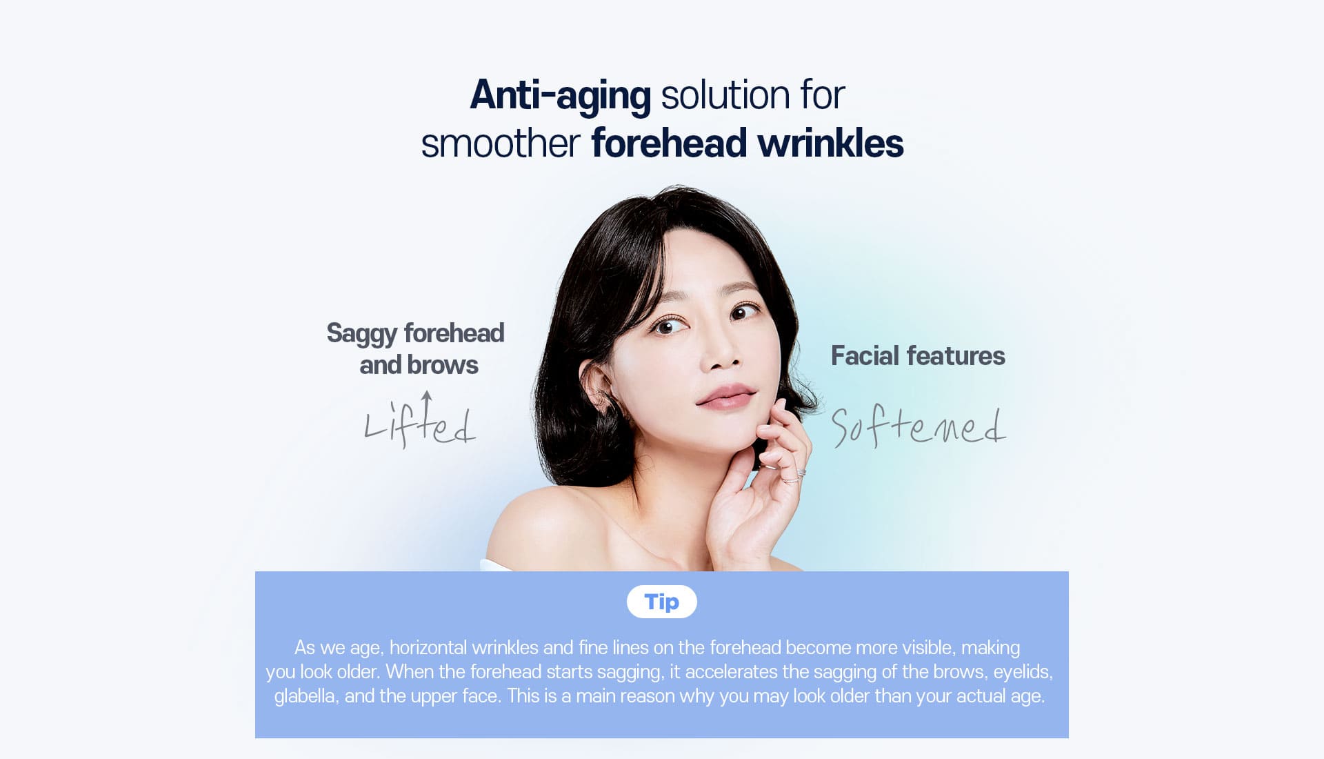 Anti-aging solution for smoother forehead wrinkles