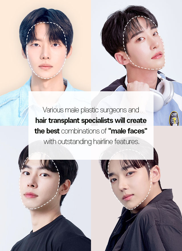 Various male plastic surgeons and hair transplant specialists will create the best combinations of male faces with outstanding hairline features