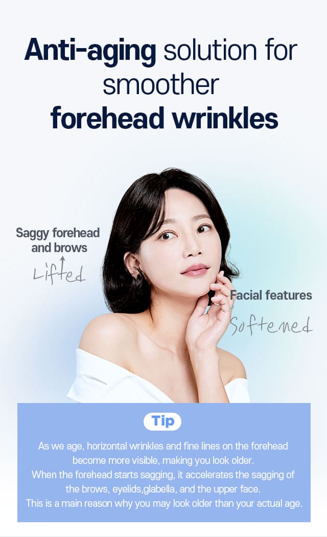 Anti-aging solution for smoother forehead wrinkles